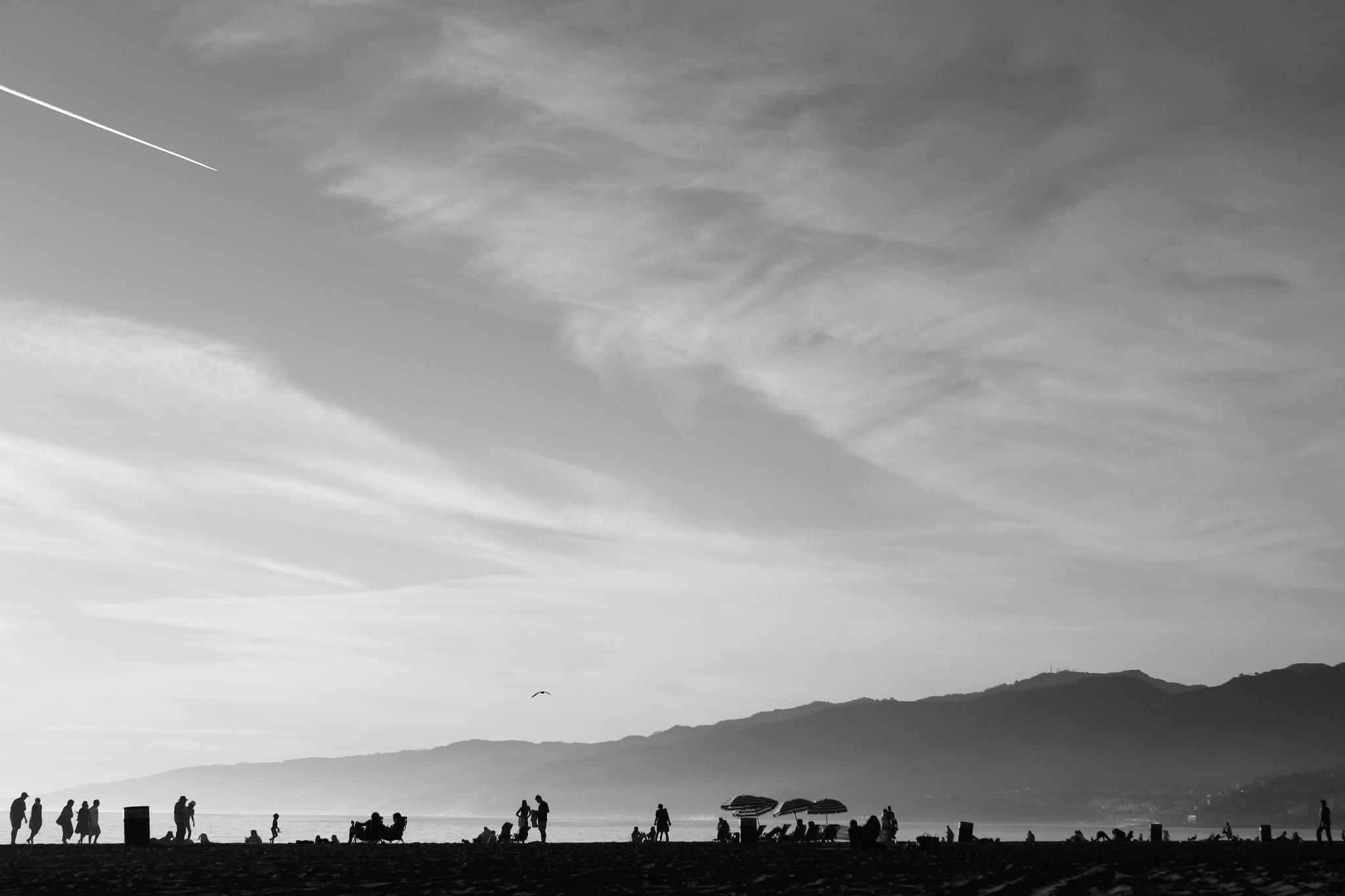 black and white photo photography at Santa Monica Beach in Los Angeles, California by Katie Frankenbach